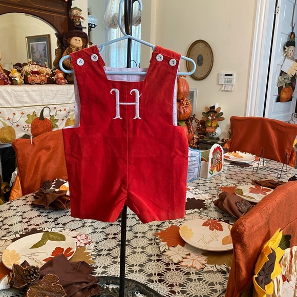 NWT Remember Nguyen Infant Boys Jon Jon size 3 months Monogrammed H - Picture 11 of 16
